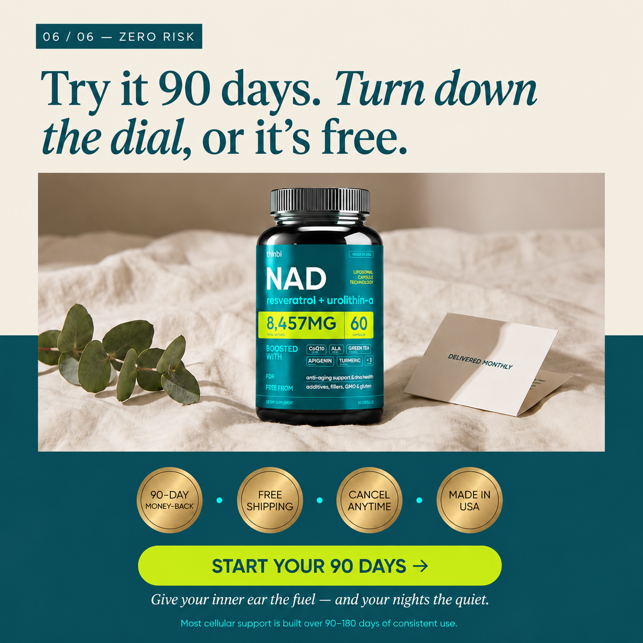 Thinbi NAD+ — Inner-Ear Cellular Energy & Oxidative Defense Support